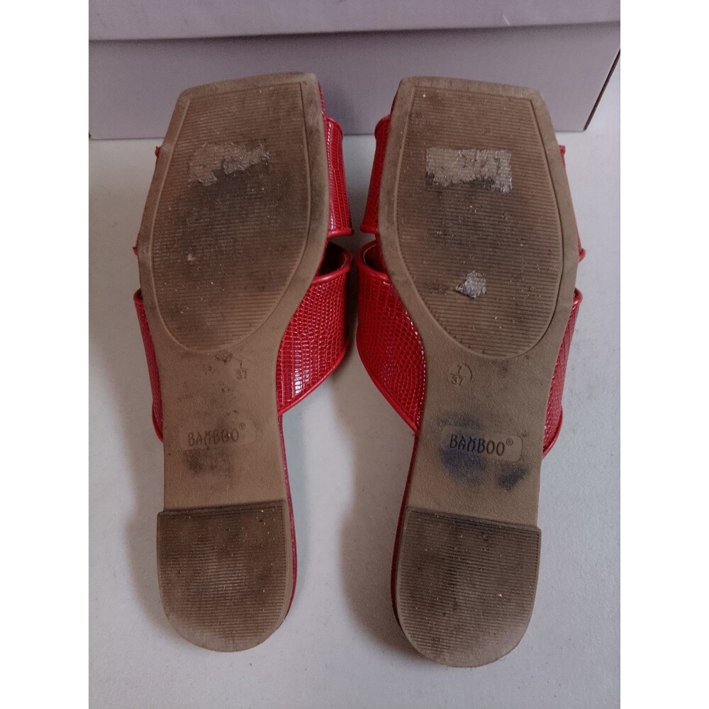 Bamboo REDLZD Block-04 Red Lizard Textured Slide Sandals Mules Square Toe Size 7 - Picture 8 of 13